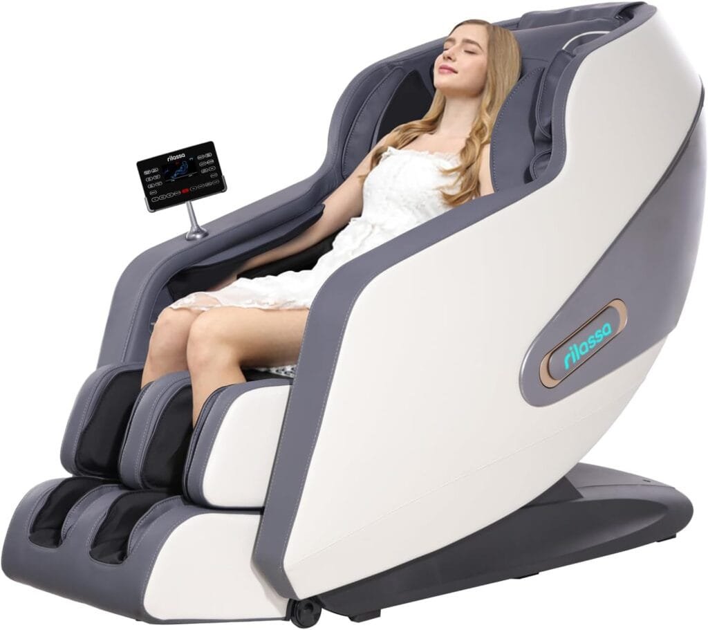 FUKILA Massage Chair,2024 4D Massage Chairs,AI Voice Control Zero Gravity Massage Chairs Full Body Shiatsu Scan and Recliner Chair SL Track with Yoga Stretch,Heating,Touch Screen (WhiteBlue)