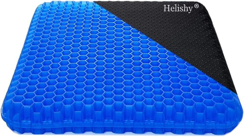 Gel Seat Cushion, Egg Seat Cushion Wheelchair Cushion with Non-Slip Cover, Breathable Chair Pads Honeycomb Design Absorbs Pressure Points for Car Office Chair Wheelchair (Blue)