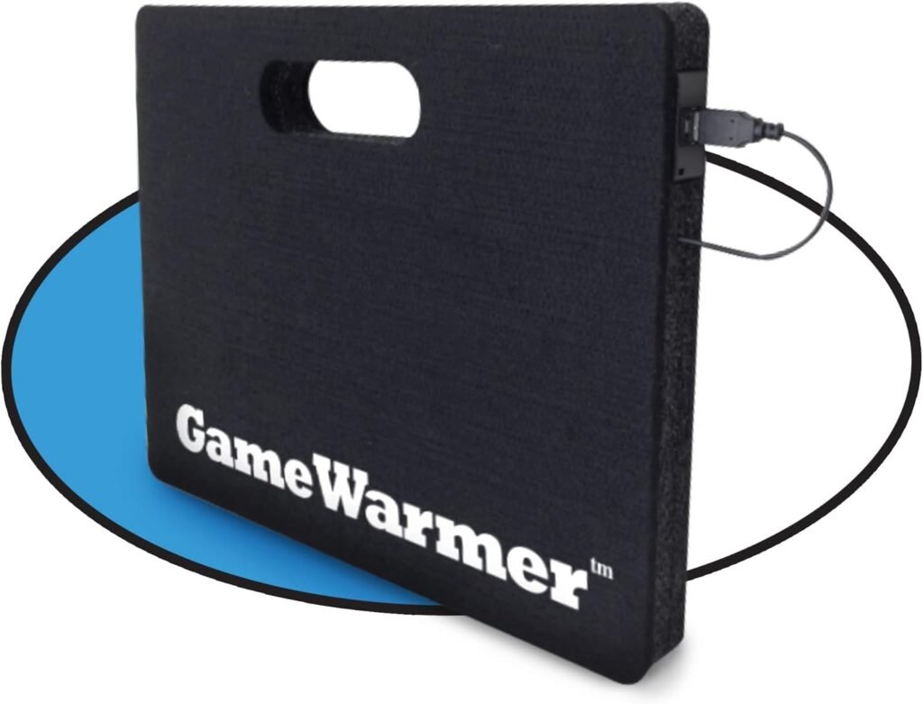 Giant BioGEAR GameWarmer Bleacher Seat, Rechargeable Battery-Operated Heated Stadium Seat Cushion, Spill-Resistant Stadium Chair or Heated Camping Chair, Lasts up to 5 Hours, Recharges Cell Phones