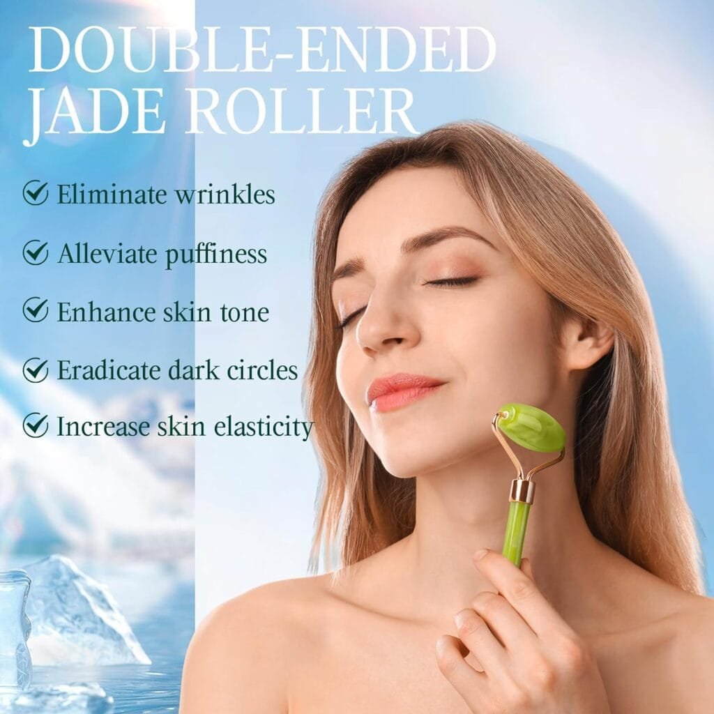 Gifts for Women Christmas Stocking Stuffers: Face Roller Gua Sha Tool Set Unique Birthday Present Ideas Gadget for Wife Mom Her Girls Sister Female Who Have Everything - Facial Skin Beauty Massager