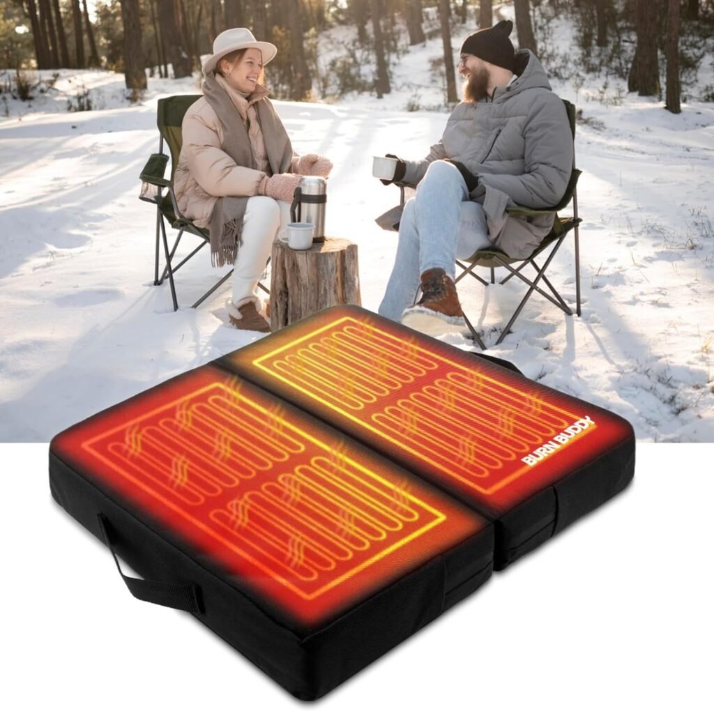 Heated Stadium Seats for Bleachers 13500mAh Heated Seat Cushion APP Control 3 Levels of Heat Portable Foldable Chair Auto Shutdown Timing Warm Heating Seat Pads for Camping Hunting Ice Fishing Sports