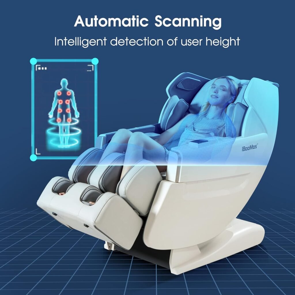 iBooMas Zero Gravity Massage Chair,2023 Massage Chair Full Body Ozone with Back and Calf Heating,Auto Leg Extension,APP Control,SL Track,Thai Stretch,Foot Rollers,Airbags,Bluetooth,R8606(Blue)