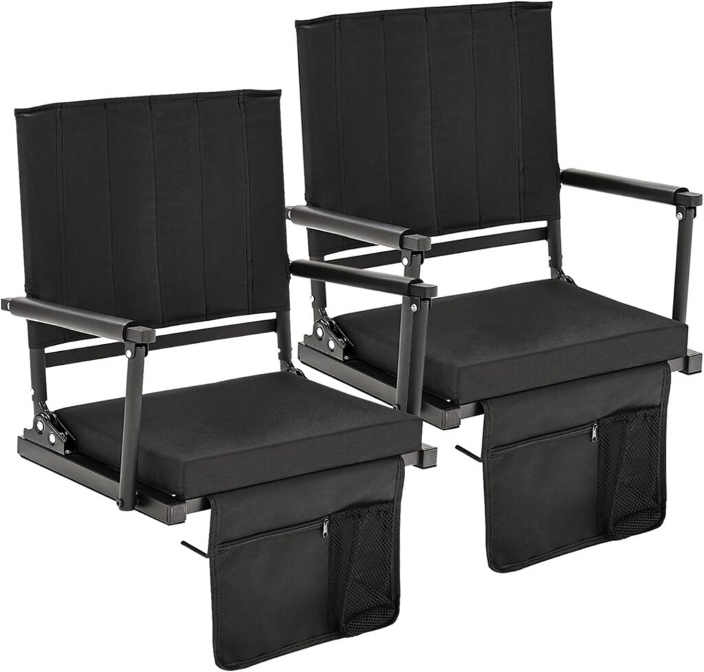 LILYPELLE Stadium Seats for Bleachers, Bleacher Seat with Back Support, Folding Stadium Seat Bleacher Chair with 6 Reclining Positions, Armrests, Portable Stadium Chairs for Outdoor Sport Events