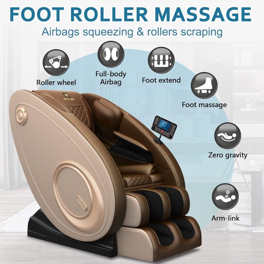 Massage Chair Blue-Tooth Connection and Speaker, Recliner with Zero Gravity with Full Body Air Pressure, Easy to Use at Home and in The Office (Rosegold)…