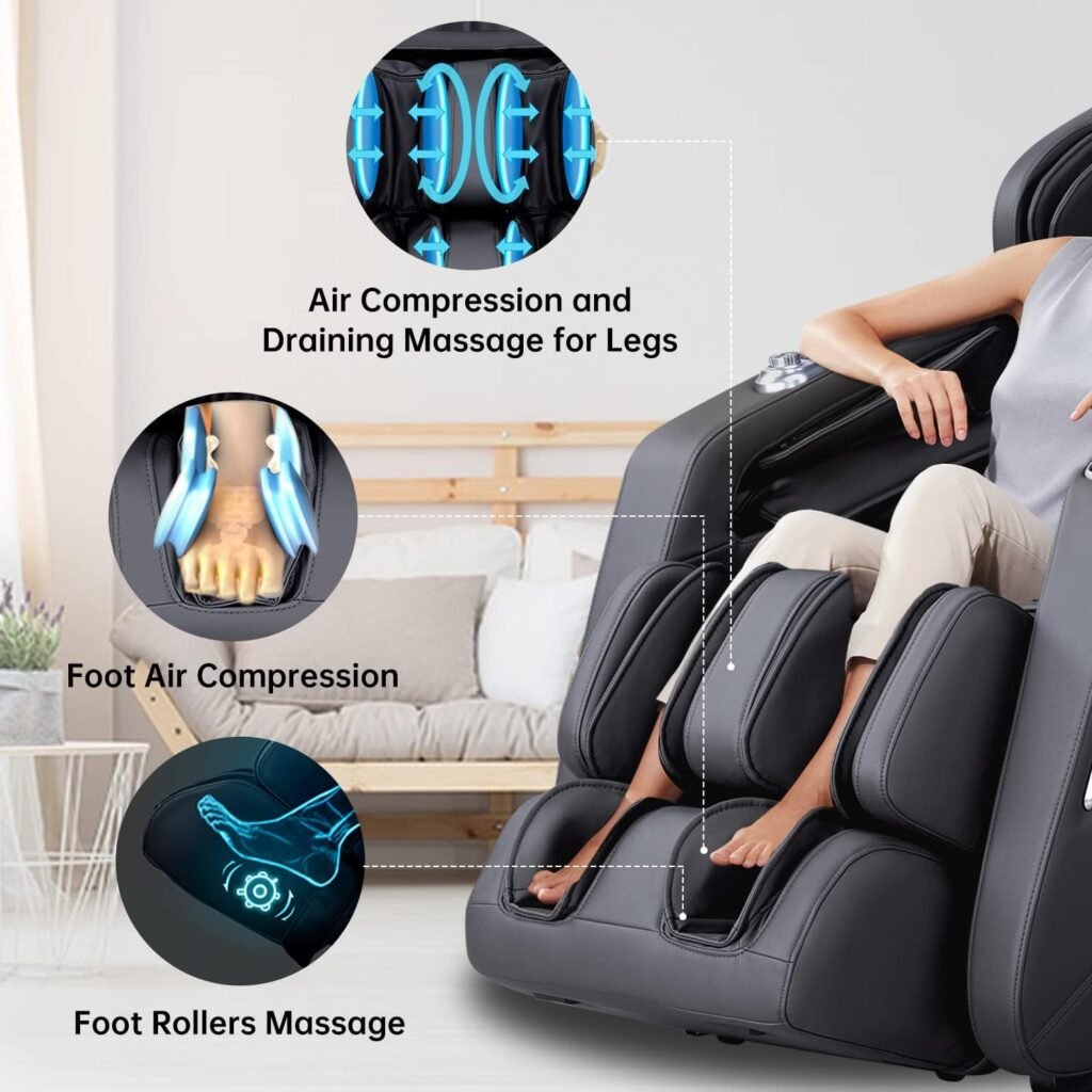 MassaMAX 2023 Massage Chair, Full Body Zero Gravity SL Track Recliner with Yoga Stretch, Voice Control, Heating, Airbags, Foot Massage (321-Black)