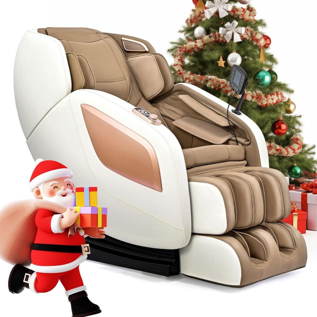 Mazzup Full Body Massage Chair, Zero Gravity Shiatsu Massage Chair Recliner with Fully Assembled, LCD Screen, Shortcut Keys, USB Charging Port, Heat, Ideal Gift for Loved Ones, Parents, White