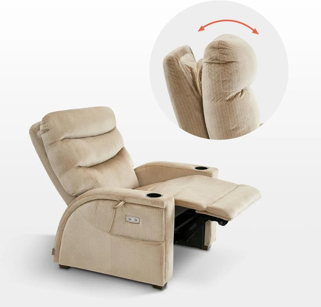 MCombo Power Zero Gravity Recliner Chair with Adjustable Headrest for Living Room, Fabric ZG334 (Medium, Beige)