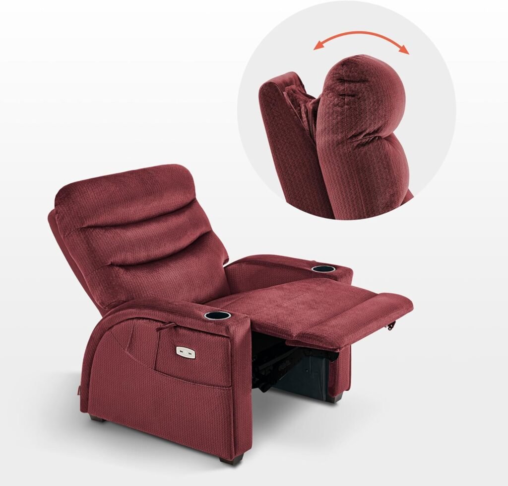 MCombo Power Zero Gravity Recliner Chair with Adjustable Headrest for Living Room, Fabric ZG334 (Medium, Mocha Brown)