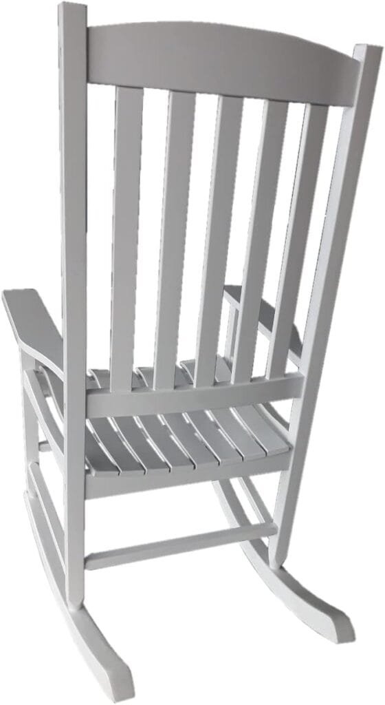 MicroMall Mainstays Outdoor Wood Porch Rocking Chair, White Color, Weather Resistant Finish