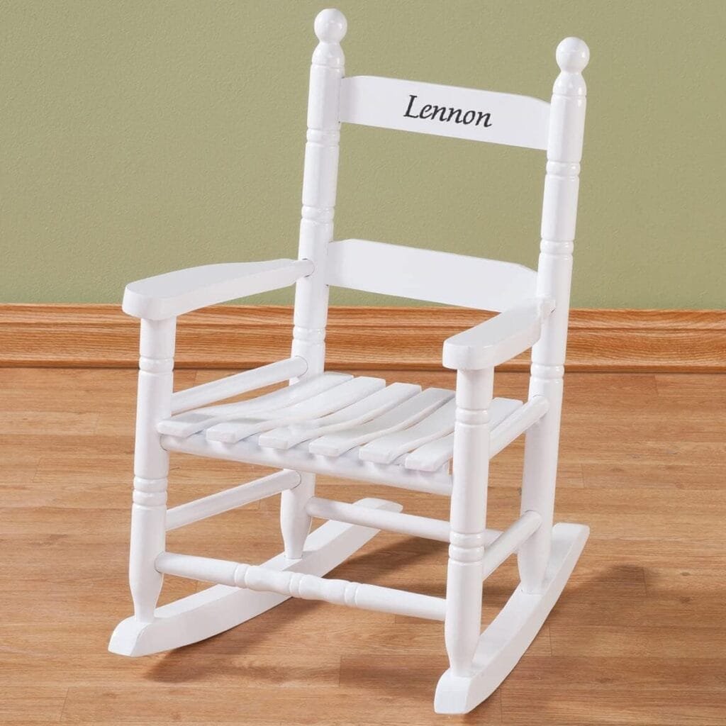 Miles Kimball Personalized Childrens Rocking Chair, Features Classic Rocker Design and Hardwood Construction, White Finish with Red Font