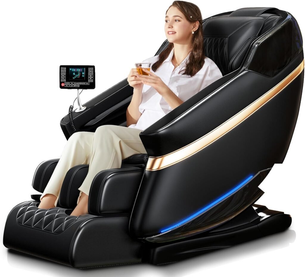 MININEC Zero Gravity Full Body Massage Chair,Airbag Massage Chair Recliner with Foot Rollers, Built-in Heater, Bluetooth Speaker for Home, Office