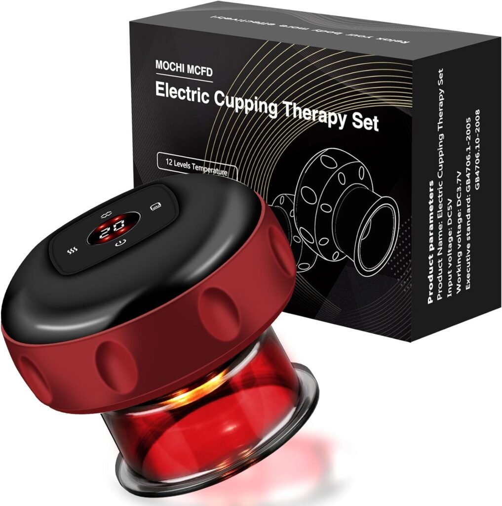 MOCHI MCFD Electric Cupping Therapy Set, Smart Dynamic Cupping Device Cellulite Massager 3 in 1 Massage Vacuum Therapy Machine Scrapping Cupping Tool, 12 Levels Temperature  Suction