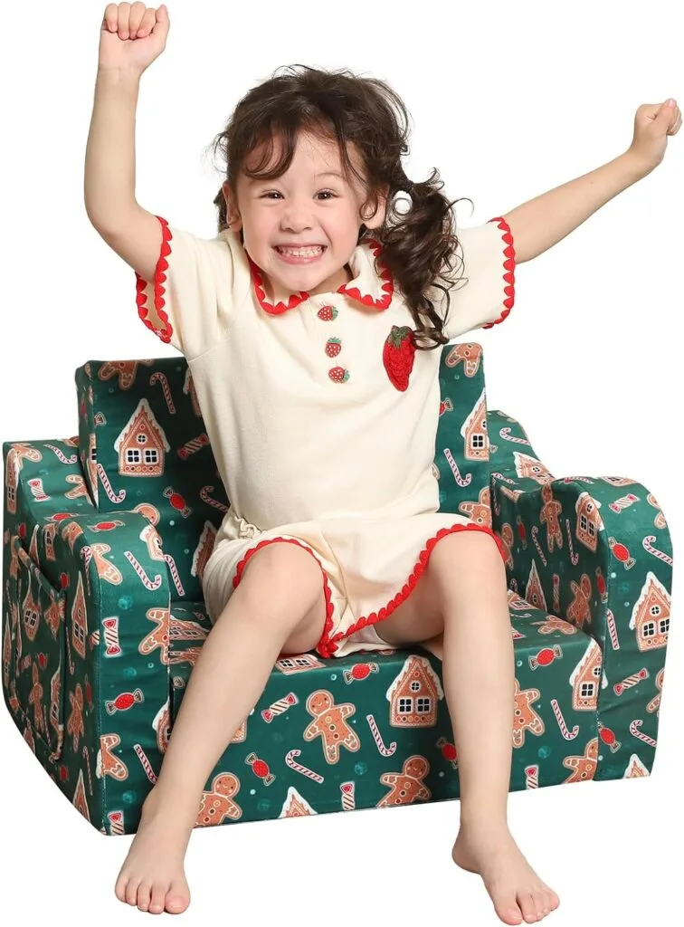 MOMCAYWEX Kids Chair Plush Cover for Toddler, 2-in-1 Toddler Couch Fold Out Slipcover, Only Cover, Gingerbread Man MOMCAYWEX Kids Chair Plush Cover for Toddler, 2-in-1 Toddler Couch Fold Out Slipcover, Only Cover, Gingerbread Man