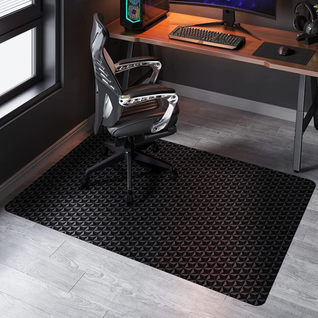 Office Chair Mat for Hard Floor, SALLOUS 63 x 51 Large Office Chair Mat, Gaming Chair Mat for Hardwood Floor, Multi-Purpose Floor Protector Desk Chair Mat for Home Office (Black)