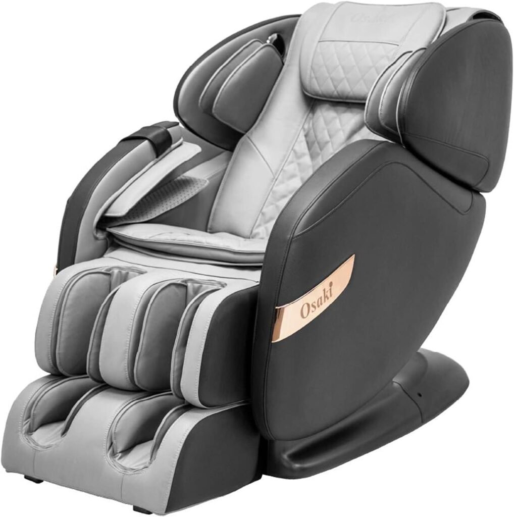 Osaki OS-Champ 2 Stages Zero Gravity Full-Body Massage Chair Recliner Heating on Lumbar 5 Auto Massage Programs (Black  Grey)