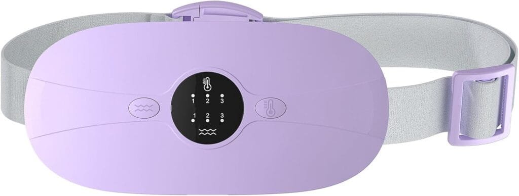 Portable Cordless Heating Pad, Heating Pad, Electric Waist Belt Device, 3-Speed Vibration 3-Speed Heat Levels, Portable Electric Fast Heating Belly Wrap Belt for Women and Girl (Light Purple)