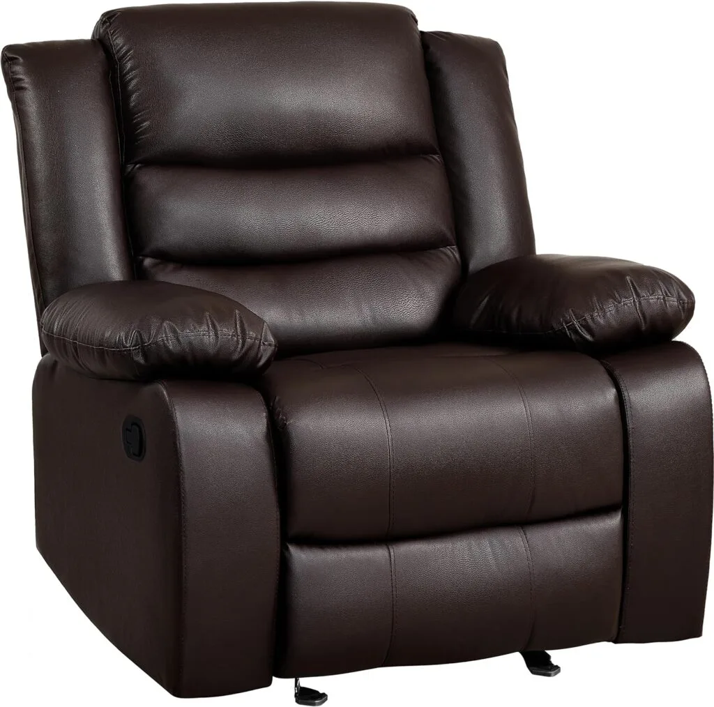 PrimeZone Oversized Rocker Recliner Chair - Comfy Wide Lazy Boy Recliner Chair with Overstuffed Armrest, Faux Leather Manual Reclining Chair for Living Room, Bedroom, Home Theater Seating, Brown PrimeZone Oversized Rocker Recliner Chair - Comfy Wide Lazy Boy Recliner Chair with Overstuffed Armrest, Faux Leather Manual Reclining Chair for Living Room, Bedroom, Home Theater Seating, Brown