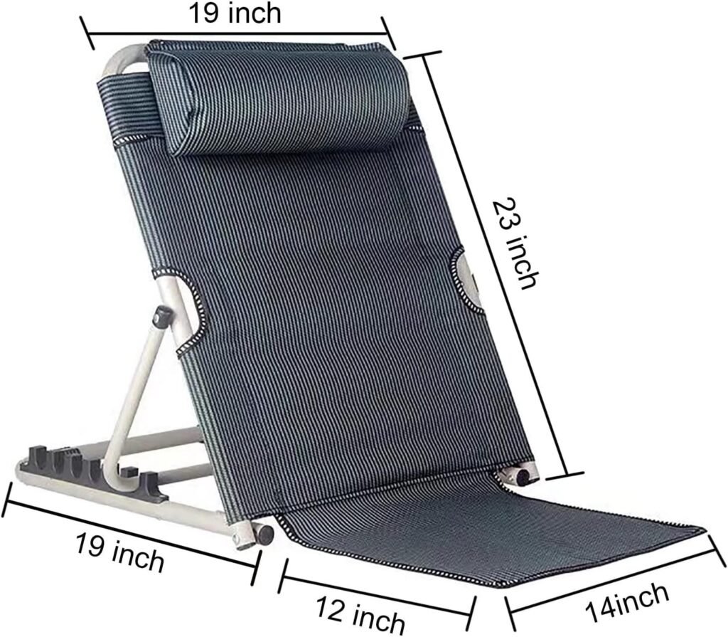 QNLONG Bed-Backrest for Sitting Up in Bed for Adults,Adjustable Floor-Chair for Reading-with Pillow Patient Care Bed Chair for Sitting Up in Bed Foldable Breathable Fabric 7- Gears Adjustable.