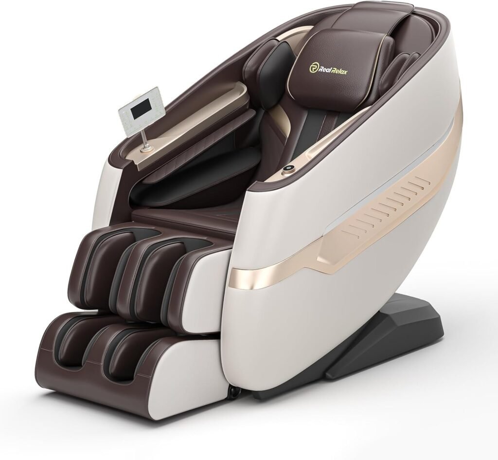 Real Relax 2023 Massage Chair, SL Track Full Body Zero Gravity Massage Chair Recliner with 18 Modes Yoga Stretch Blurtooth Heating APP Control, Favor 09 Brown