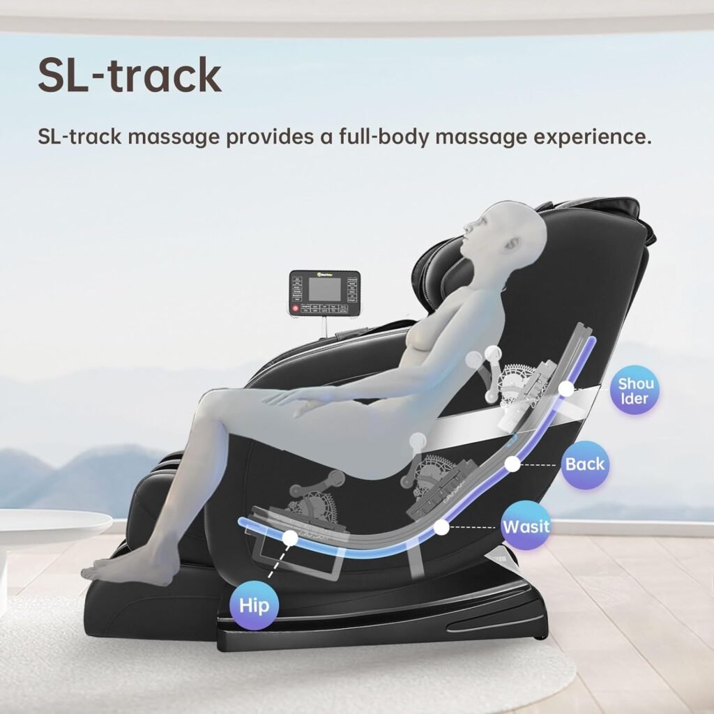 Real Relax 2023 Massage Chair, SL Track Full Body Zero Gravity Massage Chair Recliner with with App Control, Heating, Favor 05 (Black)