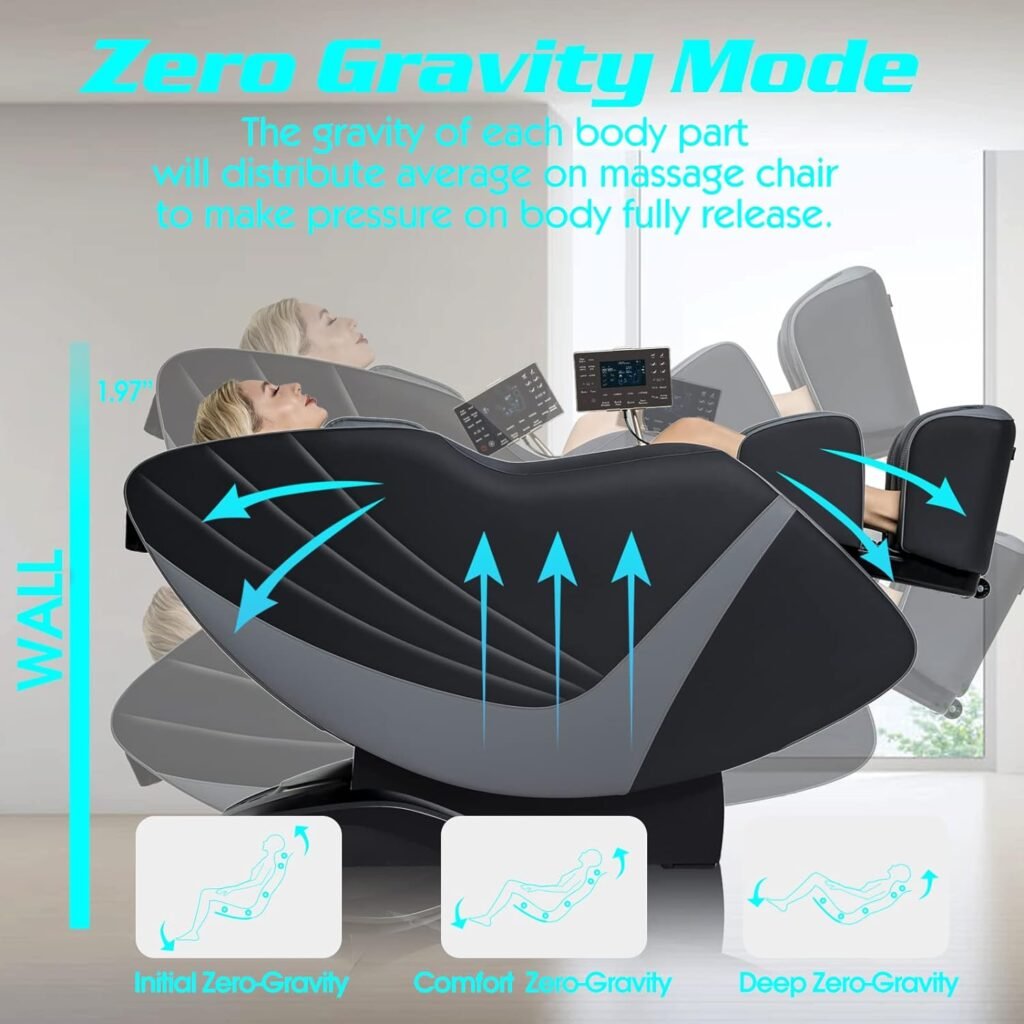 RelaxRelife Massage Chair Intelligent Full Body Massage Chair with Back Heat AI Voice Control Zero Gravity SL Track Recliner with Yoga Stretch (Black)