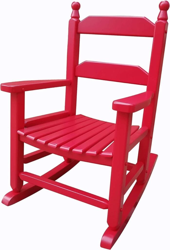 Rocking Rocker - K081RD Durable Red Child’s Wood Porch Rocker/Outdoor Rocking Chair - Indoor or Outdoor - Suitable for 3-7 Years Old