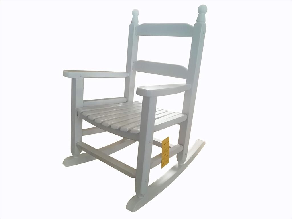 Rocking Rocker - K081WT Durable White Child’s Wood Porch Rocker/Outdoor Rocking Chair - Indoor or Outdoor - Suitable for 3-7 Years Old