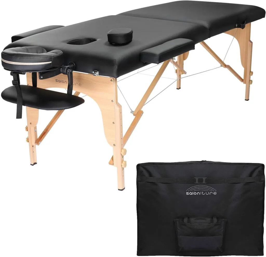 Saloniture Professional Portable Folding Massage Table with Carrying Case - Black Saloniture Professional Portable Folding Massage Table with Carrying Case - Black