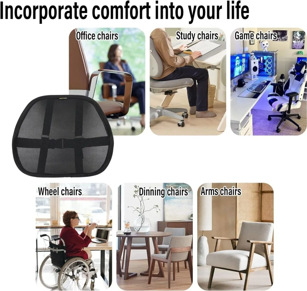 SANHSEHOME 2 Pack Lumbar Support Adjustable Straps Back Cushion for Office Chair Double Layer Breathable Mesh Back Support Ergonomic Car Lumbar Support for Driving Seat