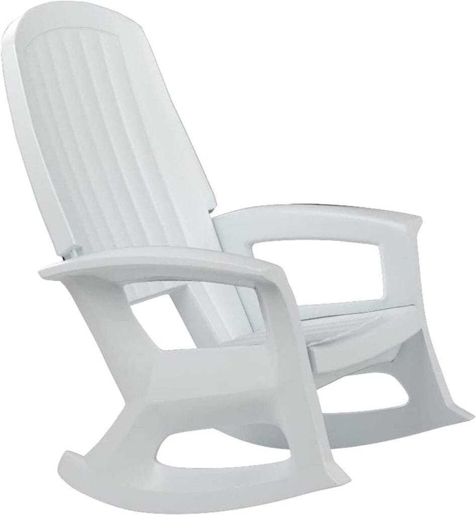 Semco Plastics Rockaway Heavy Duty All Weather Outdoor Rocking Chair with Easy Assembly and Low Maintenance for Porch, Deck, and Patio, White