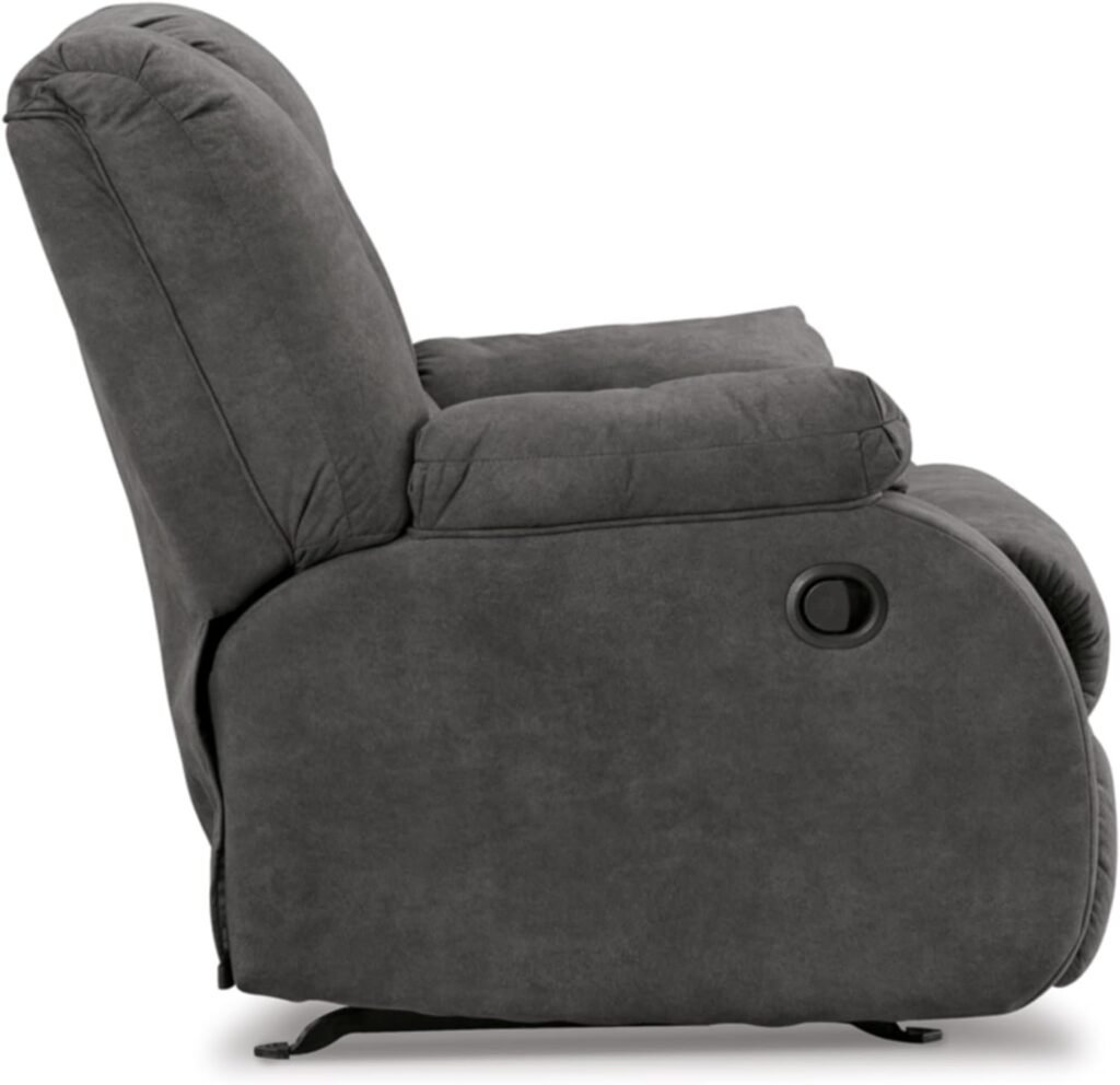 Signature Design by Ashley Partymate Contemporary Faux Leather Manual Rocker Recliner, Gray