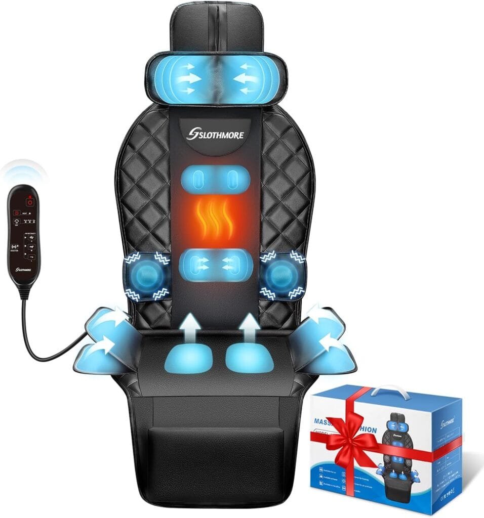 SLOTHMORE Back Massager for Chair with Heat, Vibrating Back Massage Seat Cushion for Office Home Chair, Height Adjustable Full Body Massager Pad, Relieve Stress and Fatigue