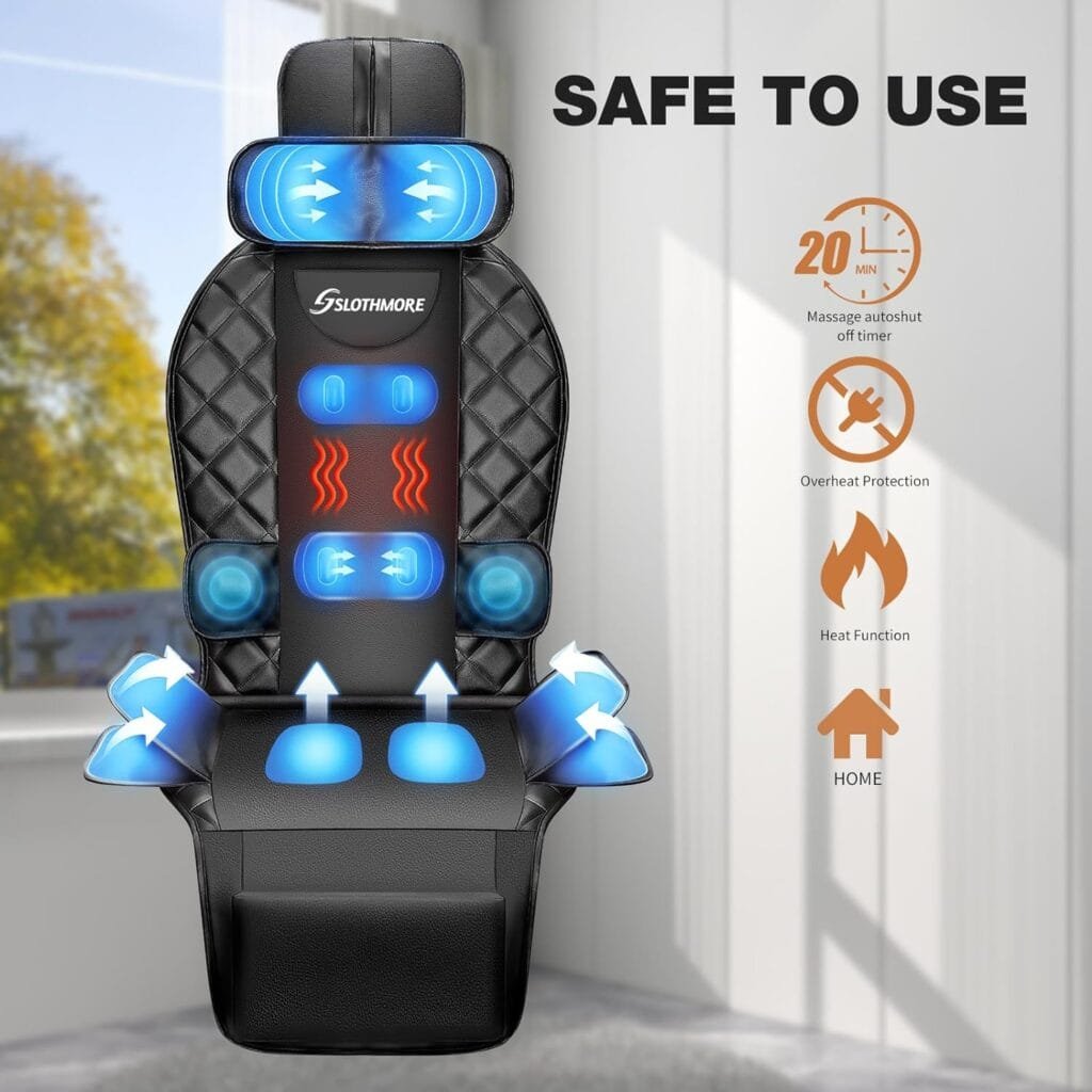 SLOTHMORE Back Massager for Chair with Heat, Vibrating Back Massage Seat Cushion for Office Home Chair, Height Adjustable Full Body Massager Pad, Relieve Stress and Fatigue