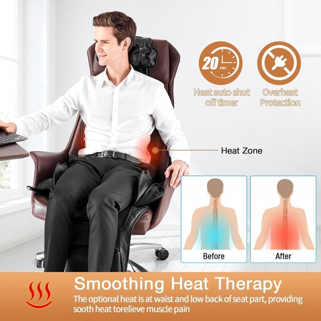 SLOTHMORE Back Massager for Chair with Heat, Vibrating Back Massage Seat Cushion for Office Home Chair, Height Adjustable Full Body Massager Pad, Relieve Stress and Fatigue