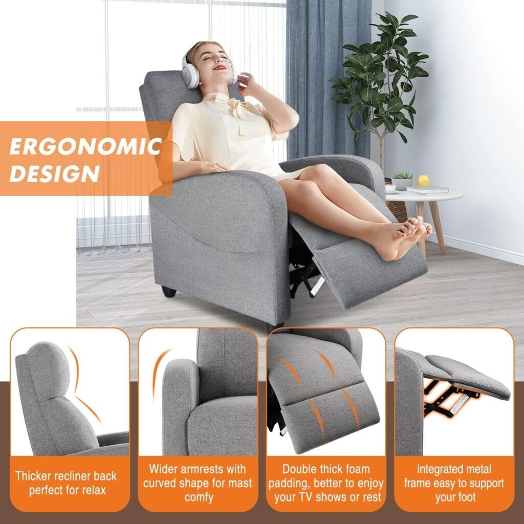 Sweetcrispy Swivel Rocking, Glider Rocker Recliner, Nursery Chair with Extra Large Footrest for Living Room, High Back, Upholstered Seat (Deep Gray)