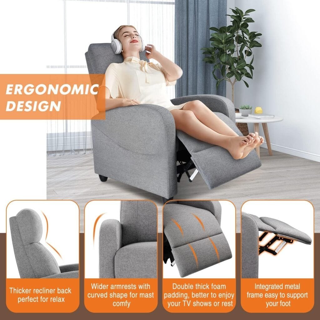 Sweetcrispy Swivel Rocking, Glider Rocker Recliner, Nursery Chair with Extra Large Footrest for Living Room, High Back, Upholstered Seat (Deep Gray)
