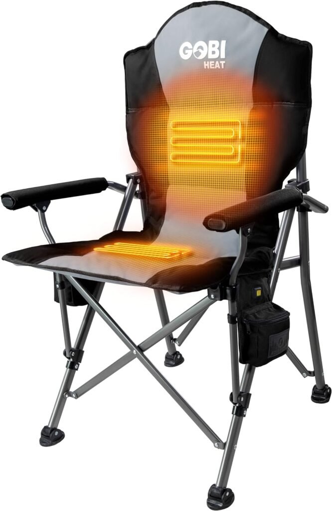 Terrain Heat Camping Chair - 9 hrs of Heat | with Battery and Charging Cable | 3 Heat Settings (Slate)