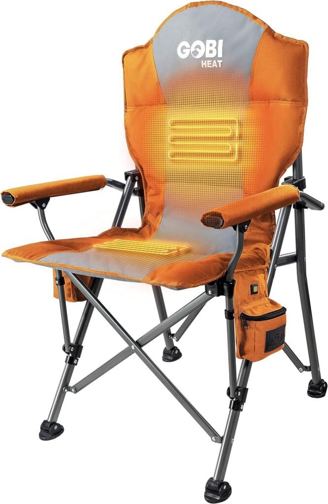 Terrain Heated Camping Chair - 9 hrs of Heat | with Battery  Charging Cable | 3 Heat Settings (Sunrise)