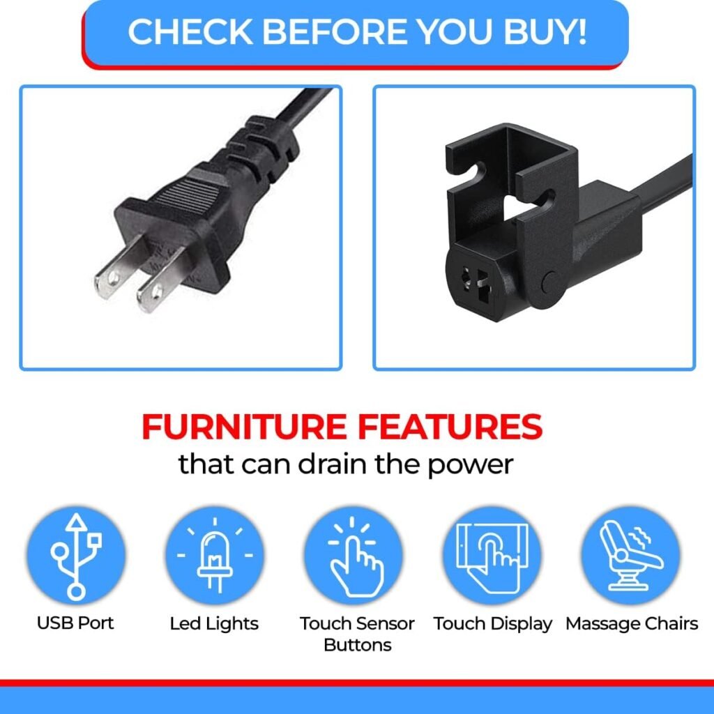 UpFairy Recliner Power Supply, AC/DC Switching Power Supply Transformer 2-pin 29V 2A Adapter for Lift Chair or Power Recliner Limoss OKIN, Black