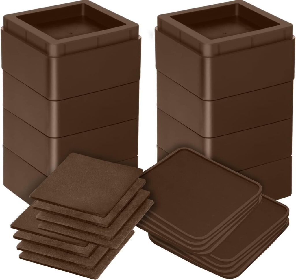 Utopia Bedding Bed Risers 2 Inch - Pack of 8 - Furniture Risers with Anti Slip Foam  Rubber Pad - Stackable Bed Lifts Risers Heavy Duty for Sofa, Bed, Table, Couch  Chair (Brown)