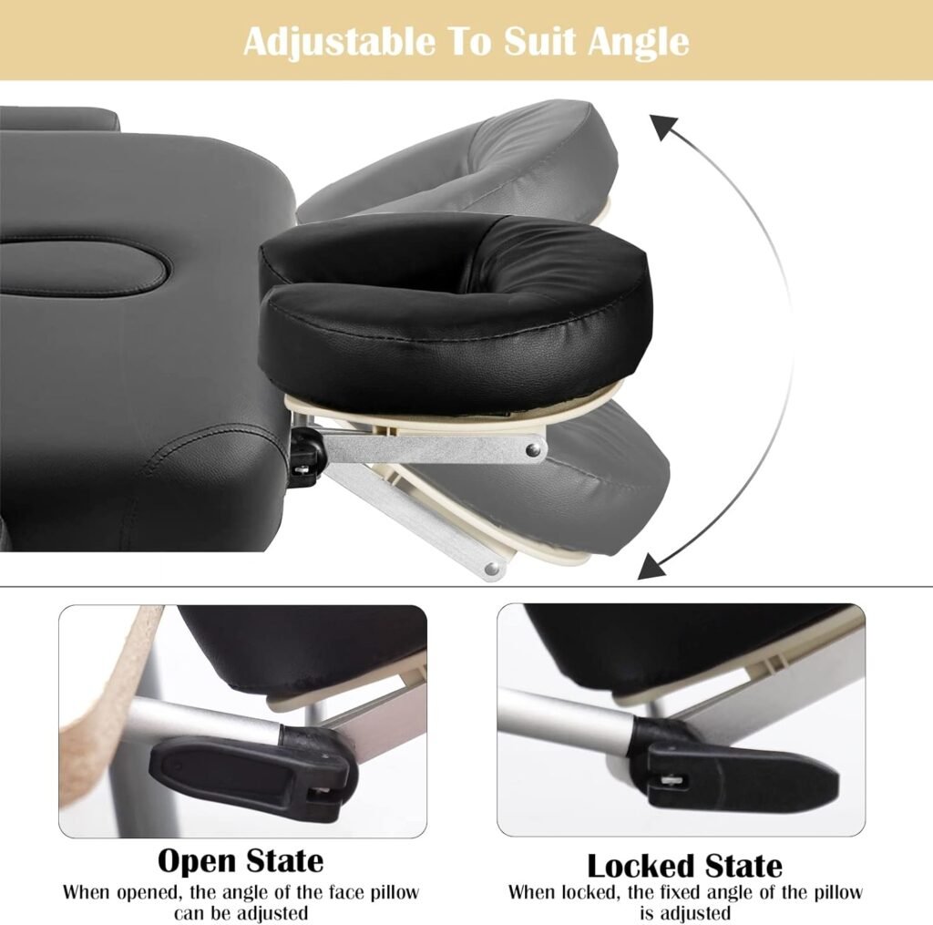 VARIPOWDER Aluminum Adjustable Face Cradle with Pillow Cushion,Standard Universal Massage Table Bed Face Cradle Comfort Beauty Spa Headrest Bed face Cradle for Massage Tables Equipment