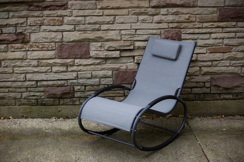 Vivere WAVEROCK1-GB Aluminum Rocking Chair, Grey