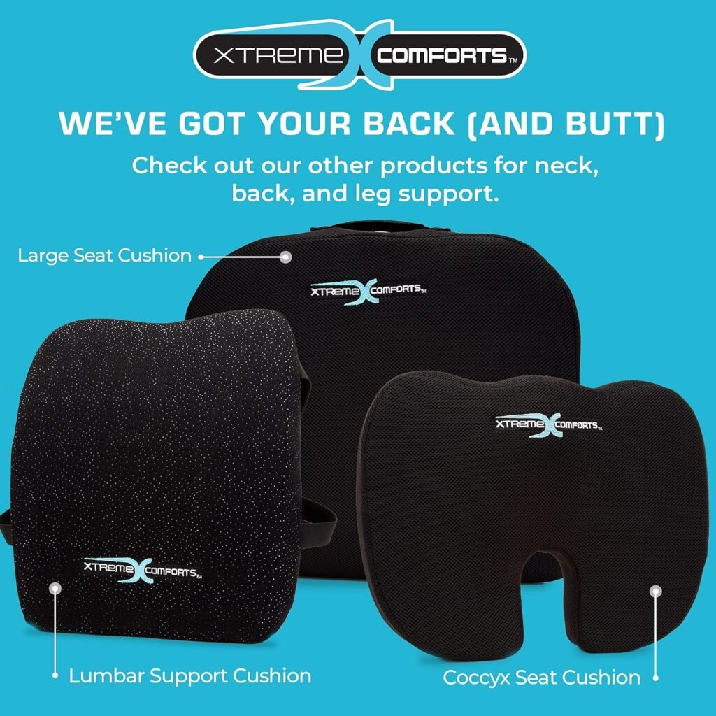 Xtreme Comforts Seat Cushion, Office Chair Cushions - Pack of 1 Padded Foam Cushion w/Handle for Desk, Wheelchair  Car Use - Back Support Pillow for Chair