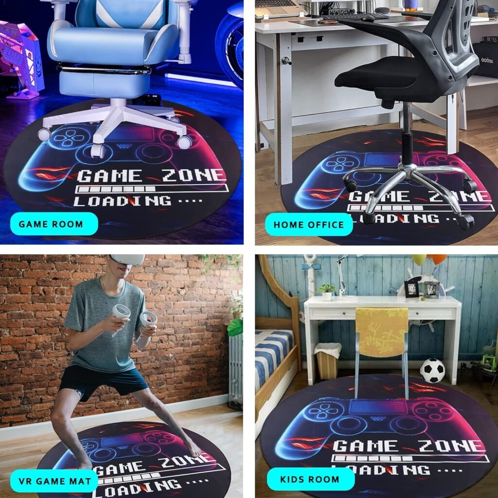 Yincimar Chair Mat for Hardwood Floor 47 Round Anti-Slip Office Gaming Computer Desk Chair Mat for Home Office Gaming Room Protector for Rolling Chair,Blue Purple