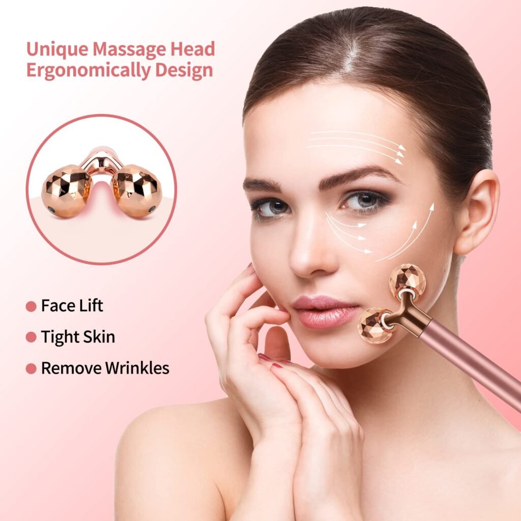 2-IN-1 Face Massager Roller Electric Face Roller, 3D Roller and Crescent-Shape Face Massager Kit Gift Set for Face Skin Care Tools