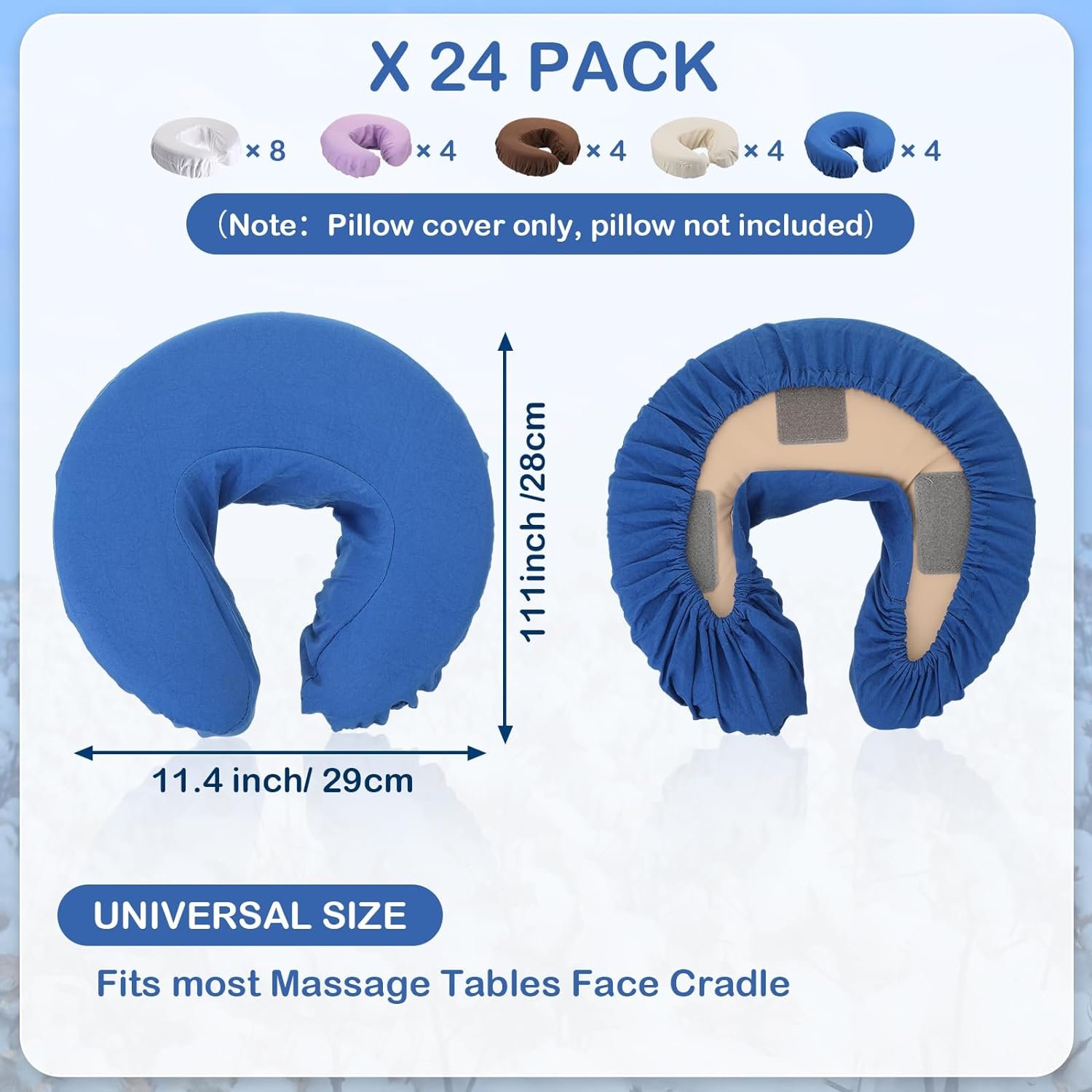 24 Pcs Face Cradle Covers for Massage Table Microfiber Reusable Soft Thicker Massage Table Head Rest Covers Bulk Oil Proof Headrest Cradle Sheets for Spa Beauty Salons (Colorful)