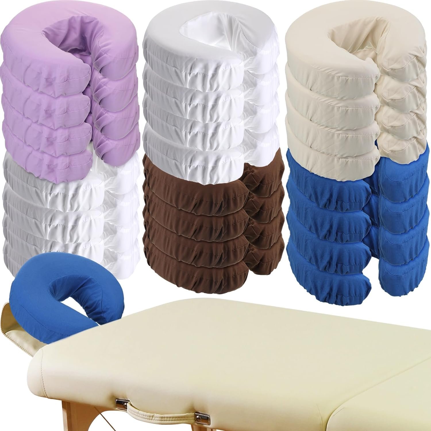 24 Pcs Face Cradle Covers for Massage Table Microfiber Reusable Soft Thicker Massage Table Head Rest Covers Bulk Oil Proof Headrest Cradle Sheets for Spa Beauty Salons (Colorful)