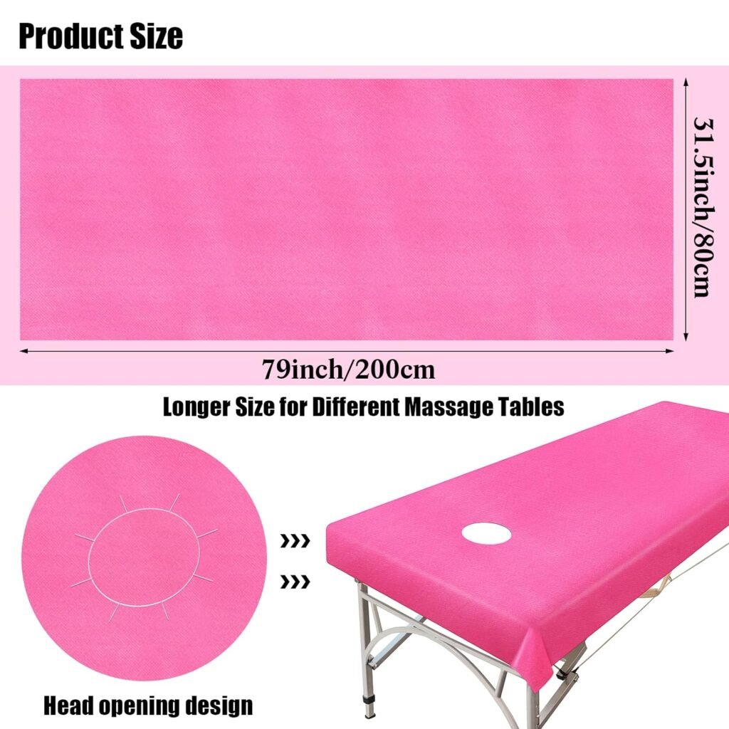 30 Pieces Massage Table Sheets 31 x 79 Inches Large Disposable Bed Table Cover Spa Bed Covers Non-woven Massage Table Cover Flat and Fitted Sheets for Massage Table Waterproof Bed Cover (Pink)