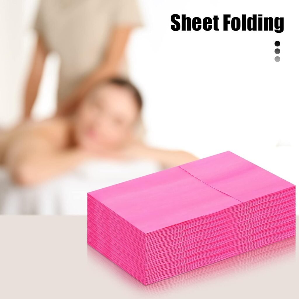 30 Pieces Massage Table Sheets 31 x 79 Inches Large Disposable Bed Table Cover Spa Bed Covers Non-woven Massage Table Cover Flat and Fitted Sheets for Massage Table Waterproof Bed Cover (Pink)