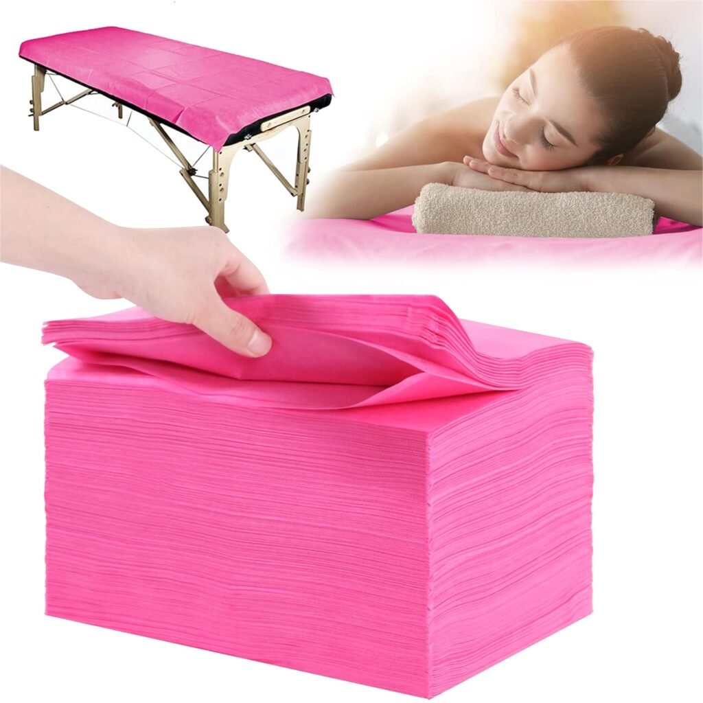 31 x 71 Disposable Bed Sheets for Massage Table Waterproof Massage Table Sheet Soft Non Woven Fabric SPA Bed Cover Breathable for Massage Beauty Tattoos 20 PCS (Pink)